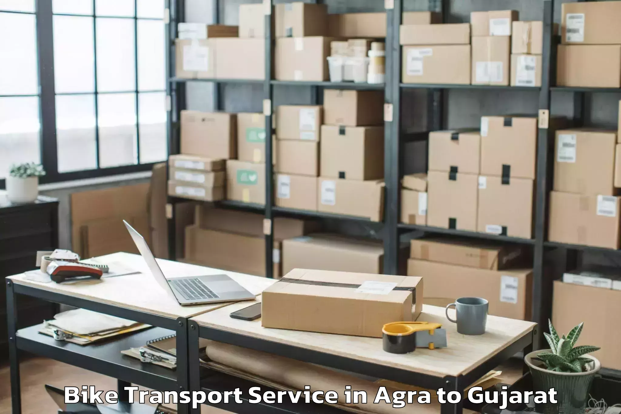 Easy Agra to Indus University Ahmedabad Bike Transport Booking